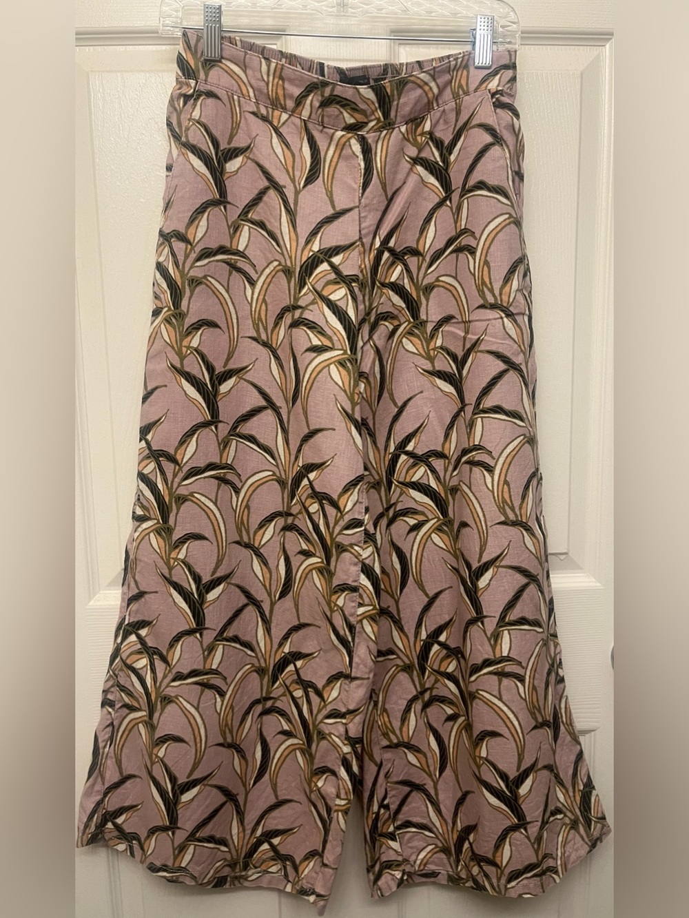 Tahari 100% Linen Wide leg crop pants